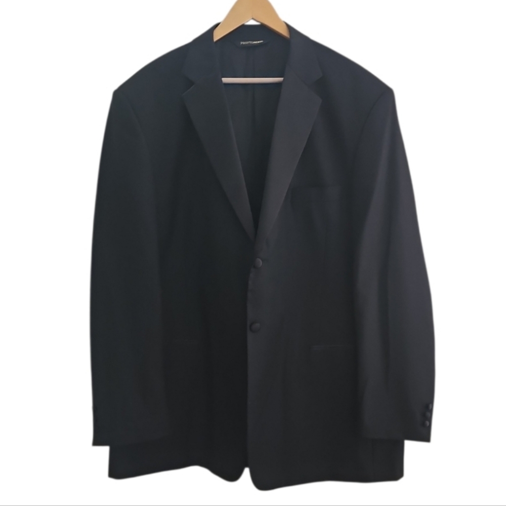 Pronto Moda Italy Merino Wool Blazer Men’s Black Tailored Luxury Jacket Sz 48R